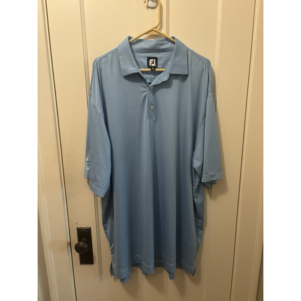 FootJoy Polo Shirt Mens 3XL XXXL Blue Striped Golf Performance Stretch FJ Logo